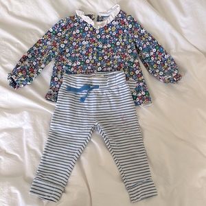 Mini boden floral and stripe set size 18-24 months